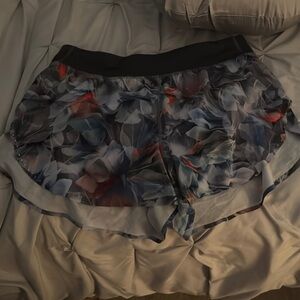 Lululemon Floral Patterned Shorts with Black Waistband